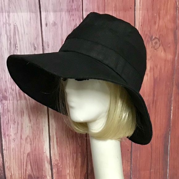 Black Linen Sun Hat